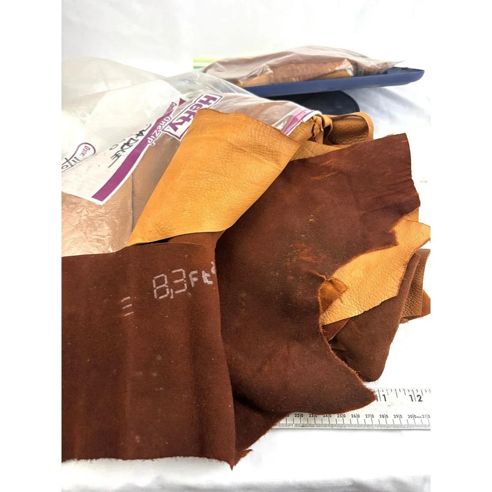Genuine Leather Scrap Lot 8 LBS Mixed Pieces Upholstery Craft‎ DIY